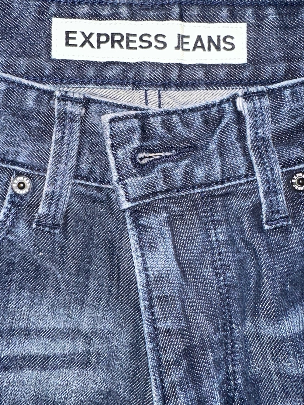 Express Men's Dark Wash Straight Jeans - Blue